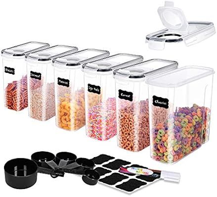 ME.FAN Medium Cereal Storage Containers [Set of 6] Airtight Food Storage Containers 2.5L(85.4oz) ... | Amazon (US)