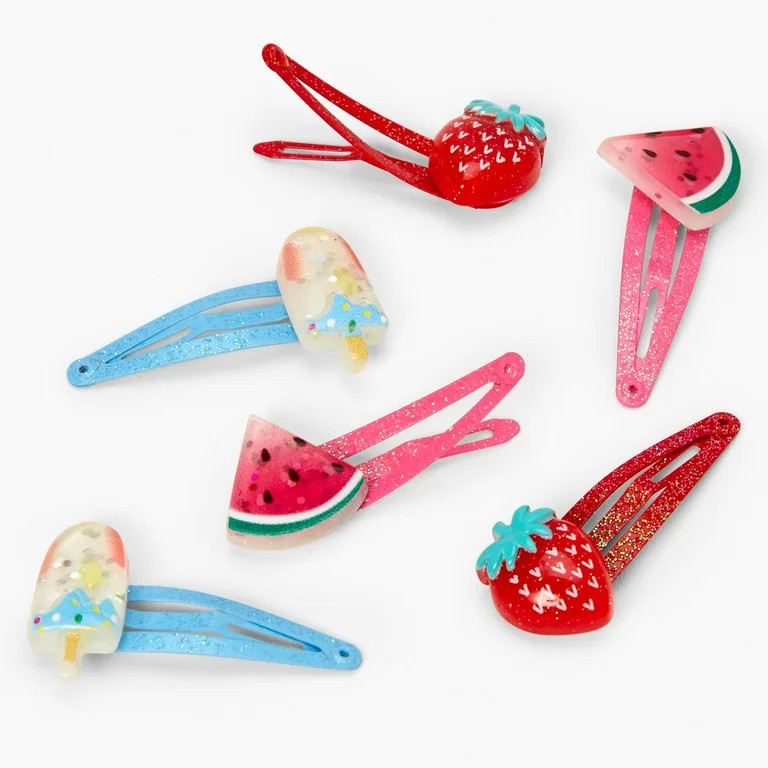 Claire's Club Little Girl Summer Fruits Snap Hair Clips - 6 Pack Hair Clip Cute Colorful Hair Acc... | Walmart (US)