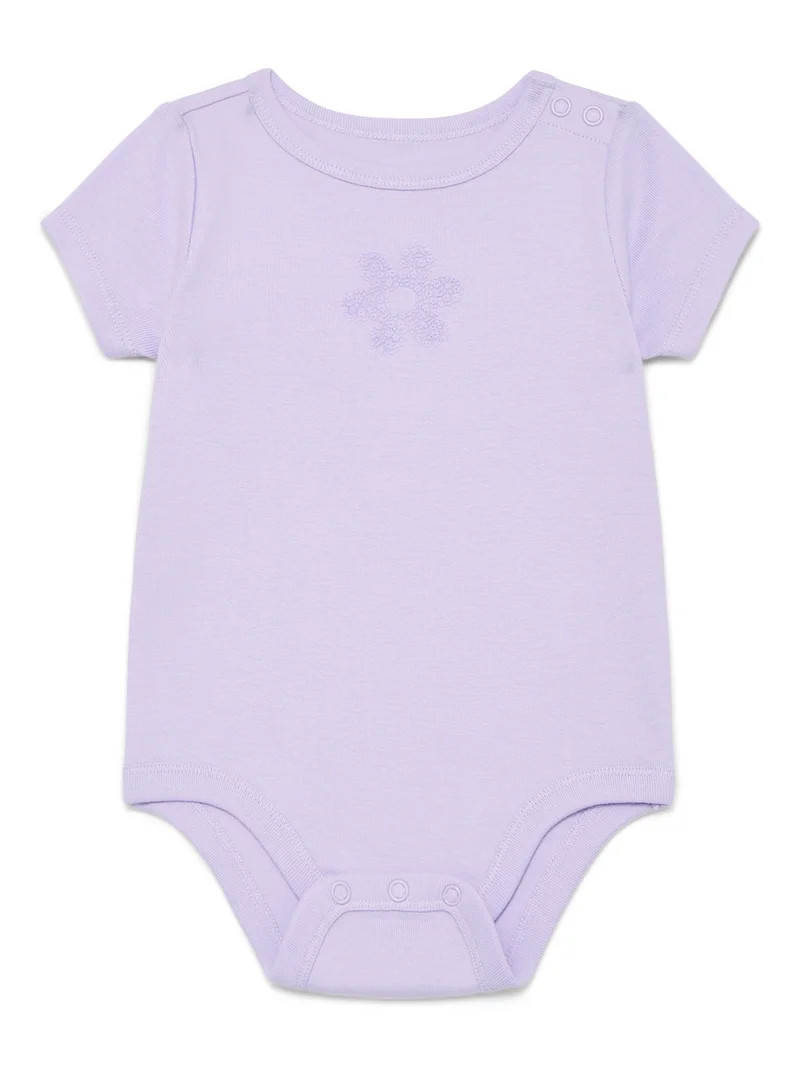 Wonder Nation Baby Girls Bodysuit with Short Sleeves, Sizes 0-24 Months | Walmart (US)