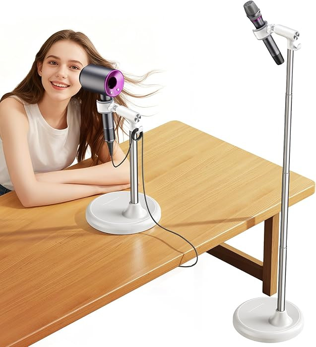 Hands Free Adjustable Hair Dryer Stand, 17-51in Height & 360° Swivel, for Countertop and Floor U... | Amazon (US)