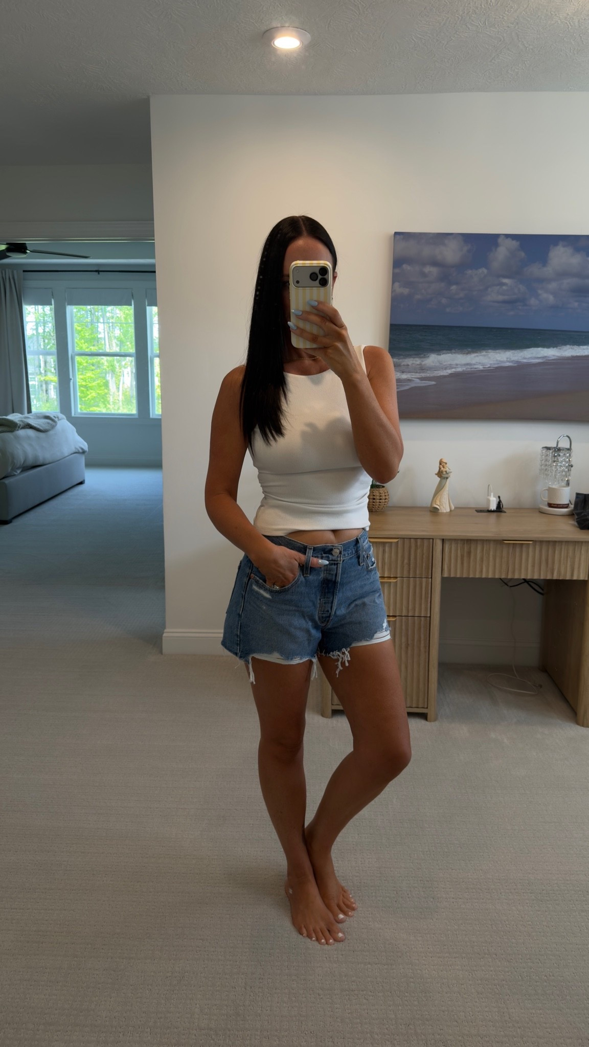 OOTD as a mom of 4👌🏼
Loving these @levis-au shorts and I love a simple white or black tank look! 
For size reference I’m 140lbs and 5’8” and wearing a size 29(went up a few sizes due to running smaller)

#Levi’sJeanShorts #OOTD  
=momfit

#LTKOver40 #LTKTall