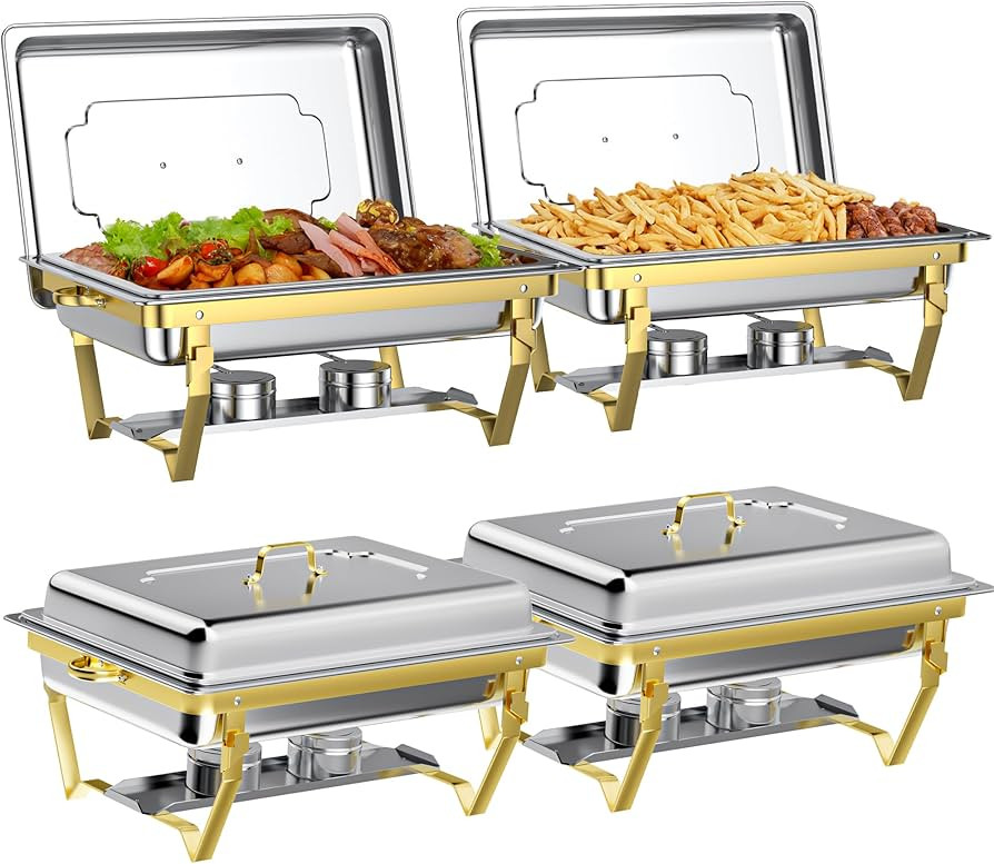 Chafing Dishes for Buffet Set: Chafers for Catering - Chafing Dish Buffet Set with Lids | Chafers... | Amazon (US)