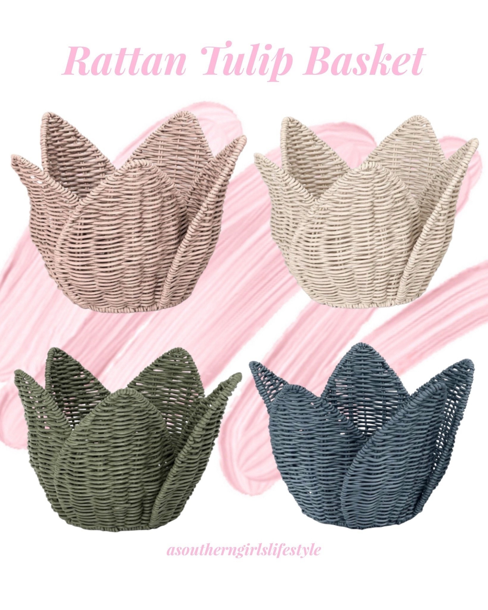 Adorable Rattan Tulip Basket! Can use as Decor, Storage (would be cute with toilet paper in a bathroom) or an Easter Basket! 

Pink, Ivory, Green, Blue & Red

Spring Home Decor. Spring Decor. Easter Decor. Easter Home Decor @Target 

#LTKHome #LTKSeasonal