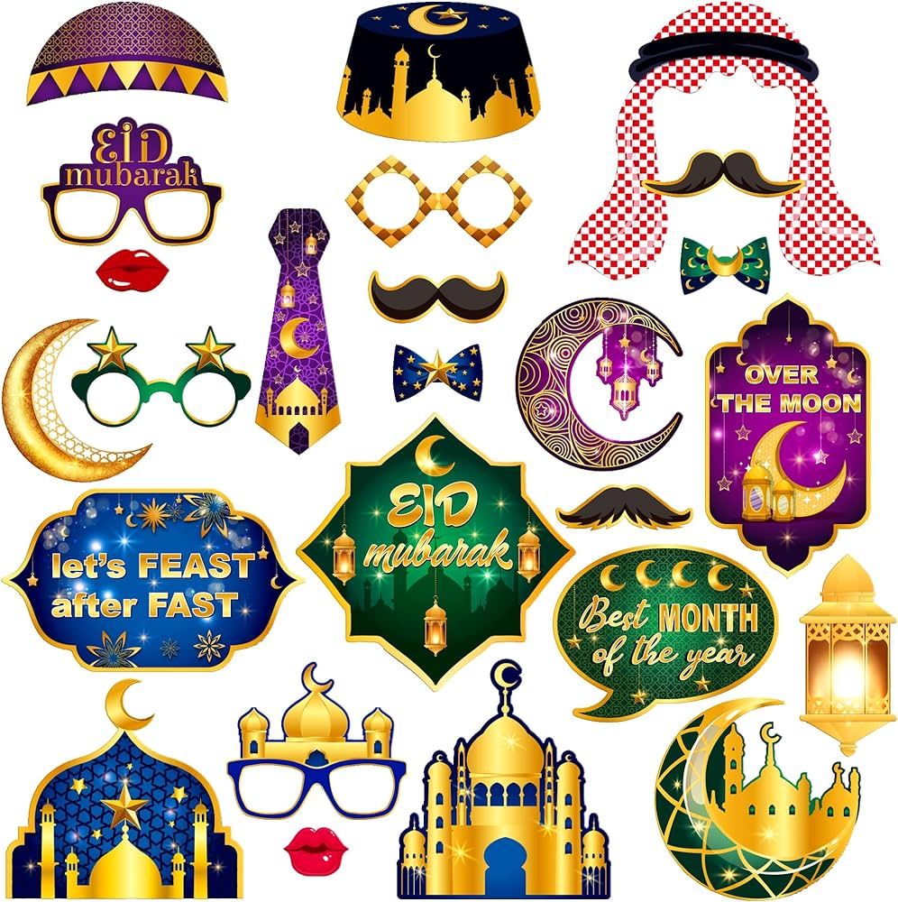 KatchOn, Eid Mubarak Photobooth Props - Pack of 25 | Eid Photo Props for Eid Decorations for Home... | Amazon (US)