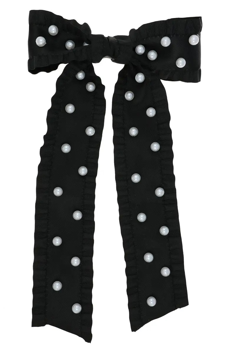 Andrea Imitation Pearl Mini Bow Barrette | Nordstrom