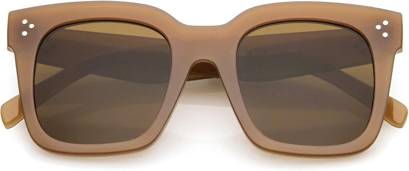 Retro Oversized Square Sunglasses for Women with Flat Lens 50mm | Amazon (US)