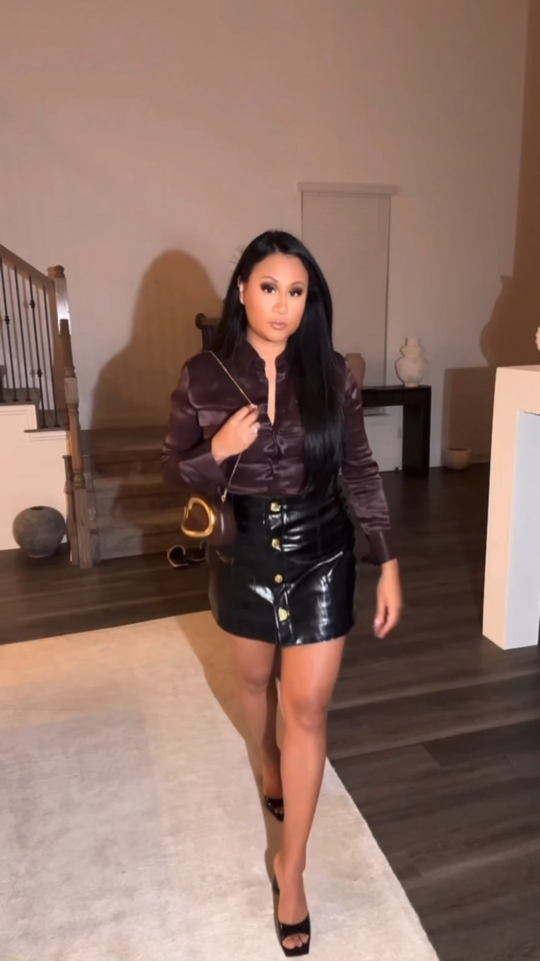 Satin effect pocket shirt ZW collection in burgundy 

ZW collection faux leather short skirt in black 

#LTKStyleTip #LTKSeasonal #LTKFindsUnder50