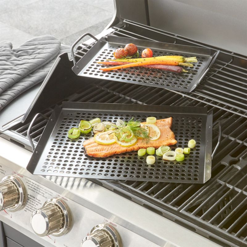 Set of Two Non-stick Grill Trays + Reviews | Crate and Barrel | Crate & Barrel