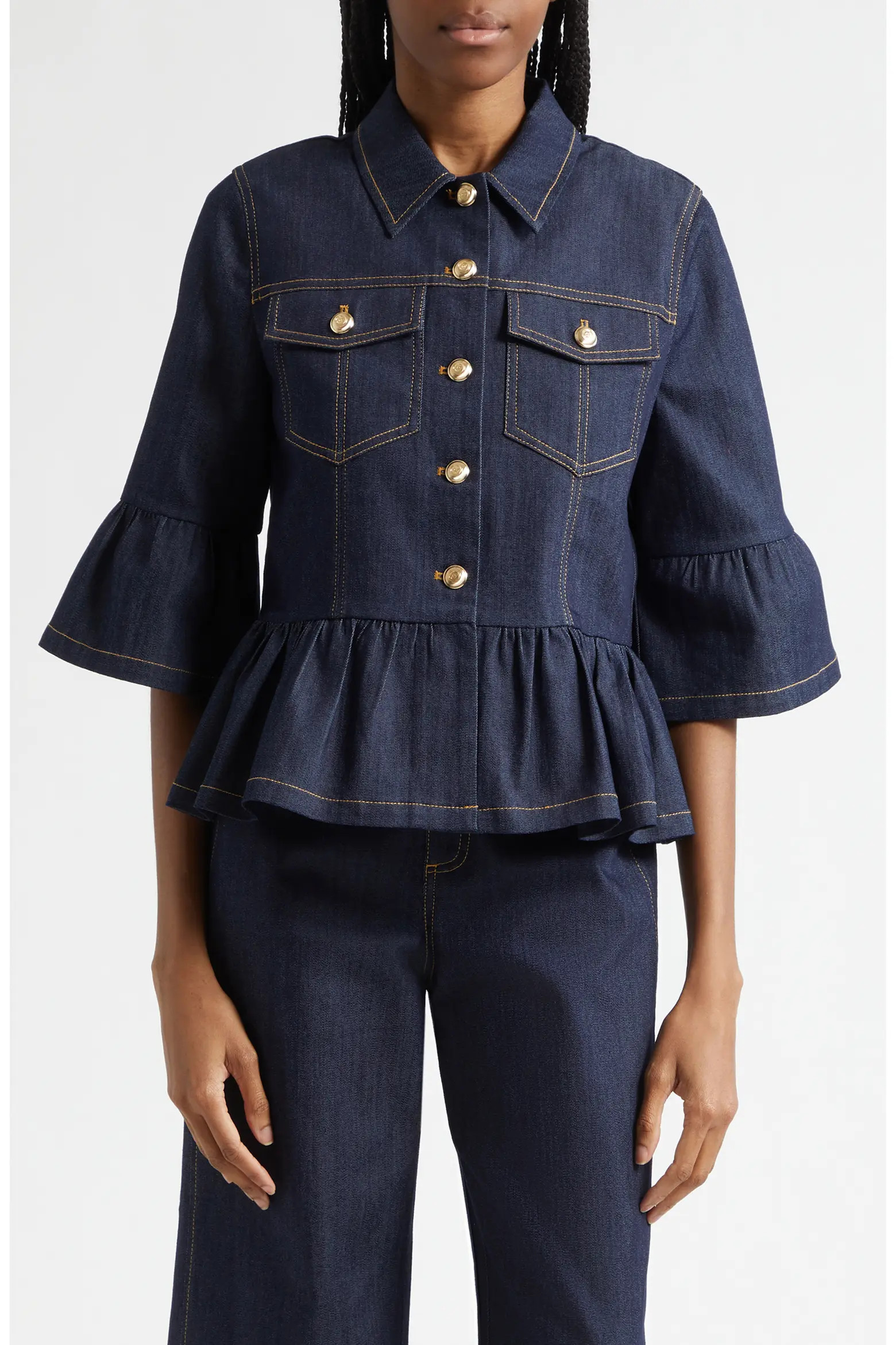 Mandie Denim Peplum Shirt Jacket (Women) | Nordstrom | Nordstrom