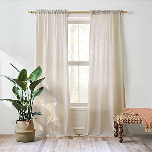 Valea Home Linen Curtains Panel 84 inch Long Light Filtering Rod Pocket Crude Drapes for Bedroom ... | Amazon (US)