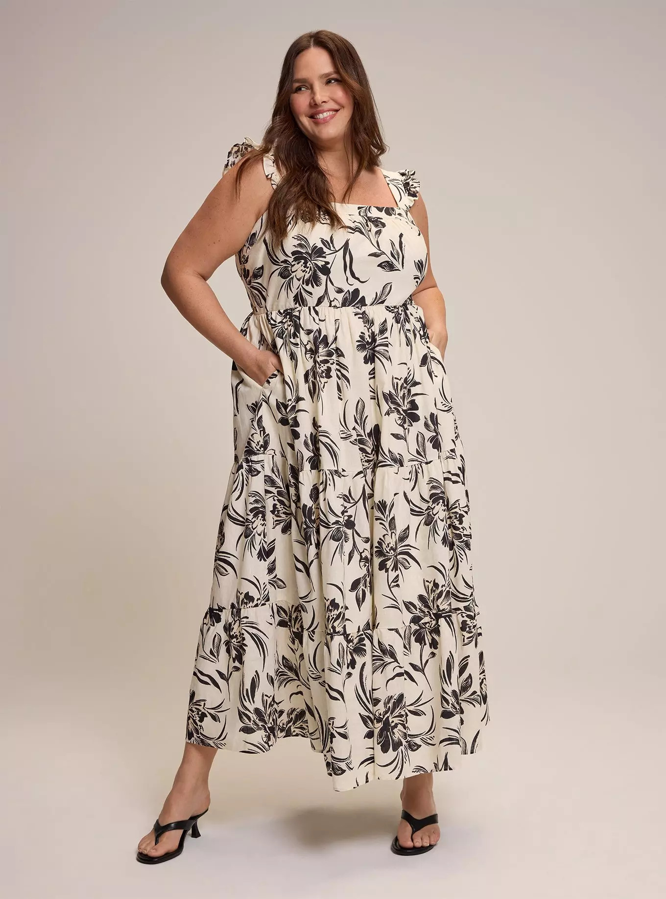 Belle Isle Flutter Sleeve Tiered Maxi Dress | Torrid (US & Canada)