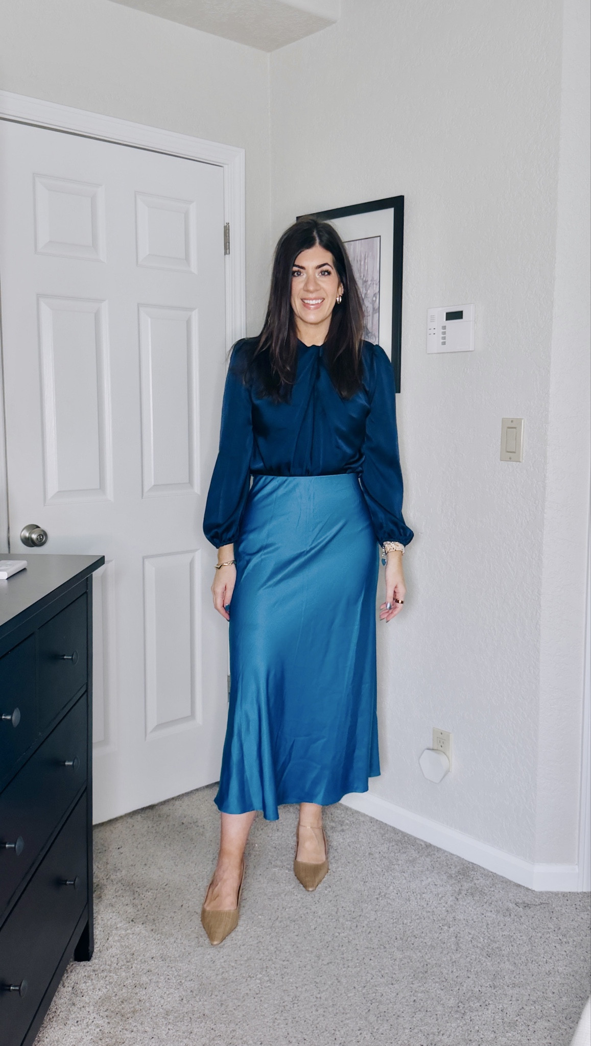 Workwear under $50
In a medium satin top and large satin slip skirt 

#LTKWorkwear #LTKMidsize #LTKTall
