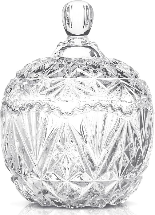 26 oz Large Glass Candy Dish with Lids Candy Crystal Jar with Lid Decorative Covered Glass Jar Je... | Amazon (US)