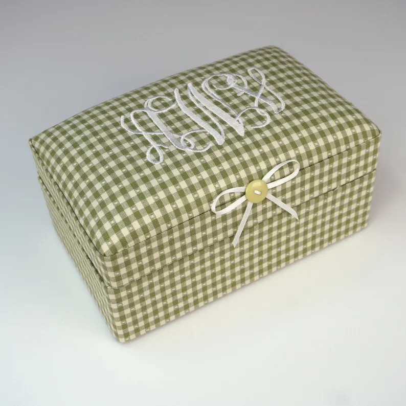 Gingham Baby Keepsake Box: Embroidered Memory Box - Etsy | Etsy (US)