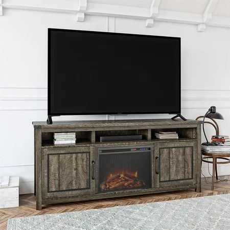 Ameriwood Home Avanta Fireplace TV Stand for TVs up to 70"", Rustic Oak | Walmart (US)