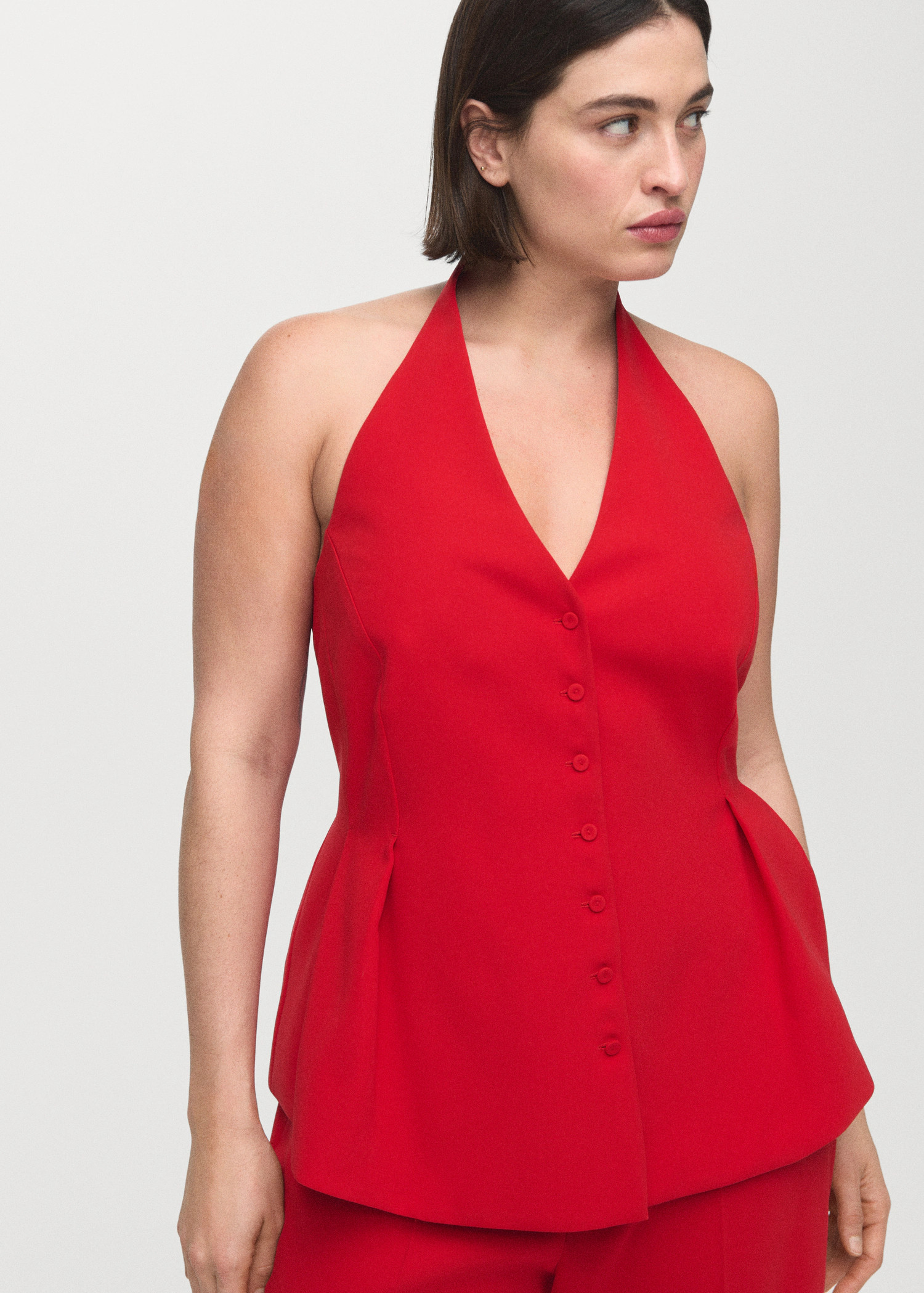Top péplum col halter | Mango EU