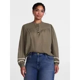 Scenario Women's and Women's Plus Quilted Detail Long Sleeve Top, Sizes XS-4X | Walmart (US)
