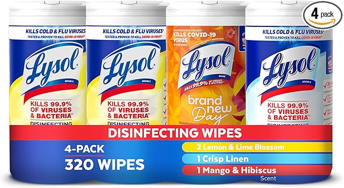 Lysol Disinfecting Wipes Bundle, Home Apartment Dorm Room Essentials and Cleaning Supplies, All P... | Amazon (US)