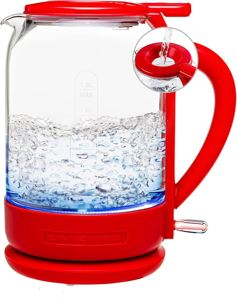 OVENTE Electric Glass Kettle 1.5 Liter 1500W Instant Hot Water Boiler Heater with ProntoFill Tech... | Amazon (US)