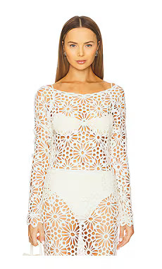 Norma Kamali Off Shoulder Raglan Top in Cream from Revolve.com | Revolve Clothing (Global)