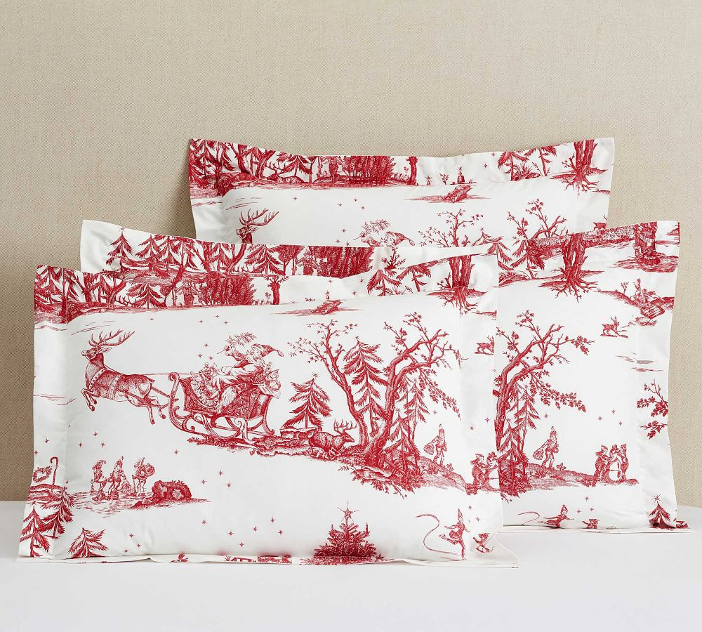 Santa Toile Organic Cotton Duvet Cover | Pottery Barn | Pottery Barn (US)
