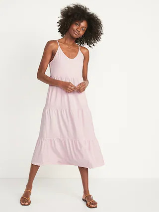 Tiered Slub-Knit Midi Cami Swing Dress for Women | Old Navy (CA)