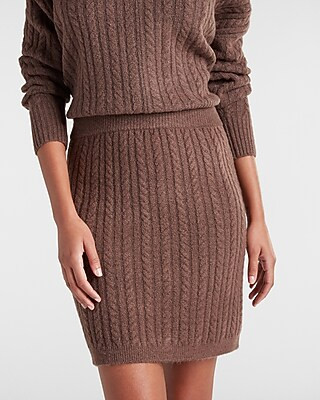 Cable Knit Mini Sweater Skirt | Express