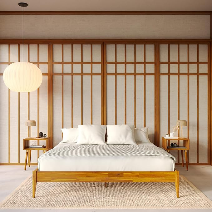 Bme Dinkee King Bed Frame Wood 15 Inch - Solid Wood Platform Bed Frame - Japanese Joinery Bed - M... | Amazon (US)