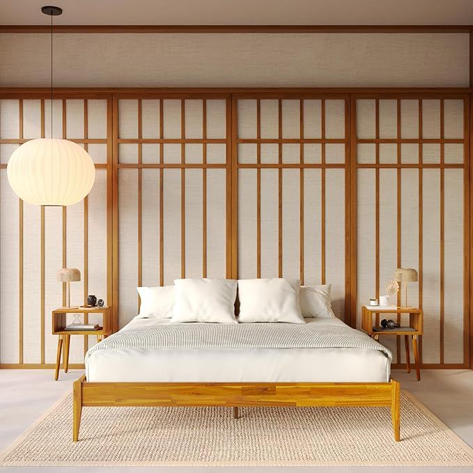 Bme Dinkee King Bed Frame Wood 15 Inch - Solid Wood Platform Bed Frame - Japanese Joinery Bed - M... | Amazon (US)