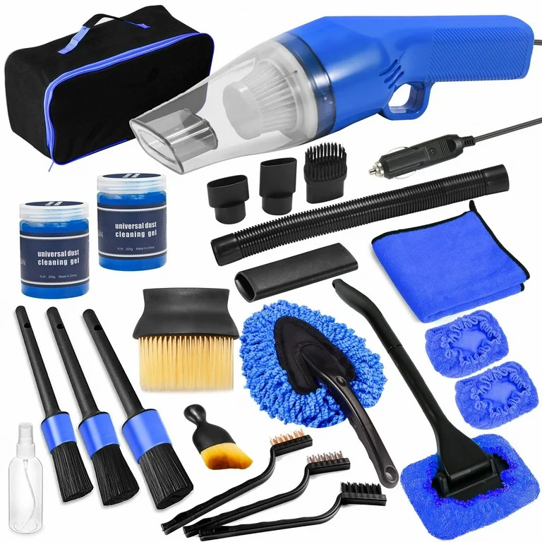 18PCS Car Cleaning Kit, Car Interior Detailing Kit with Blue High Power Handheld Vacuum, Detailin... | Walmart (US)