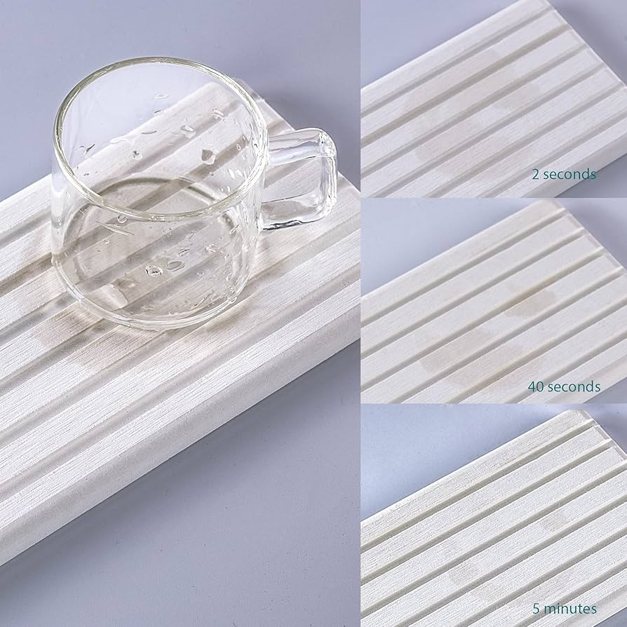 2 PCS Water Absorbent Diatomite Coasters Rectangle, Grooved Design, Water Absorbing Stone Used fo... | Amazon (US)