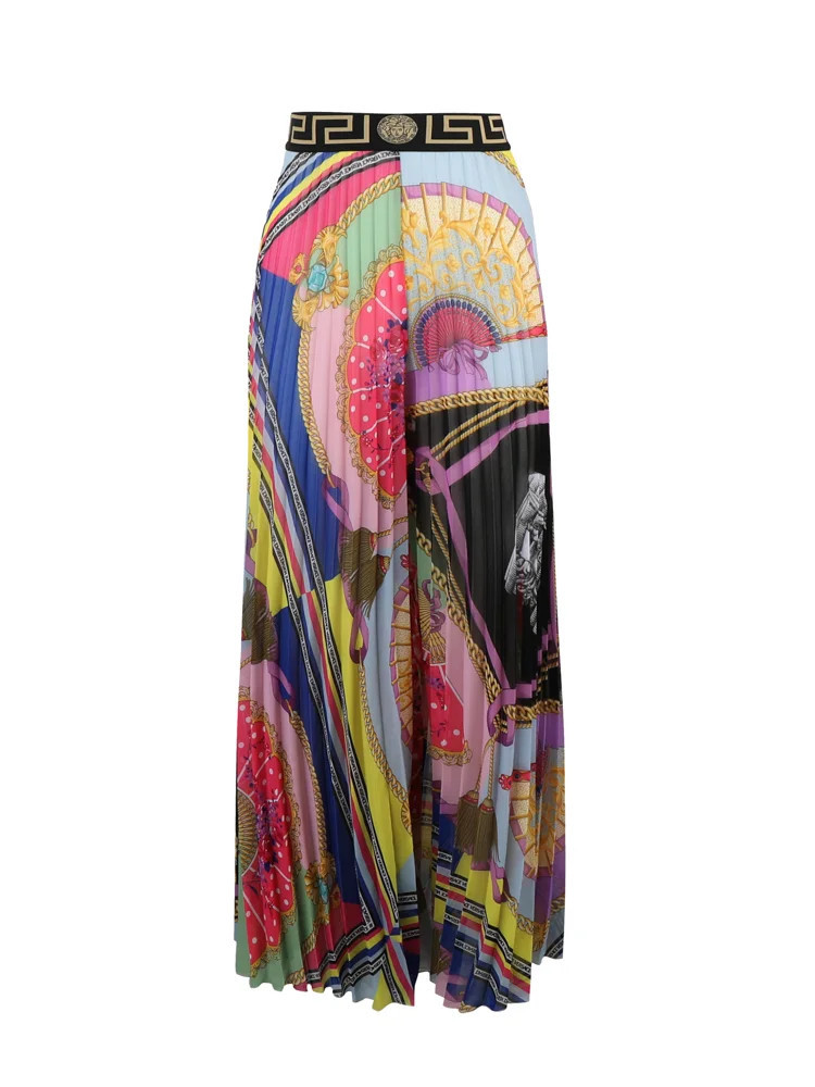 Versace Pleated Graphic Printed Wide-Leg Pants | Cettire Global