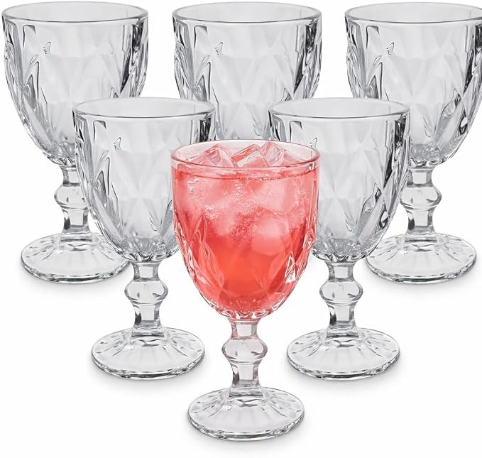 Jogo de Taças de Vidro Estilo Diamante 6 Peças 340ml Ideal para Água e Vinho Transparente 16,5... | Amazon (BR)