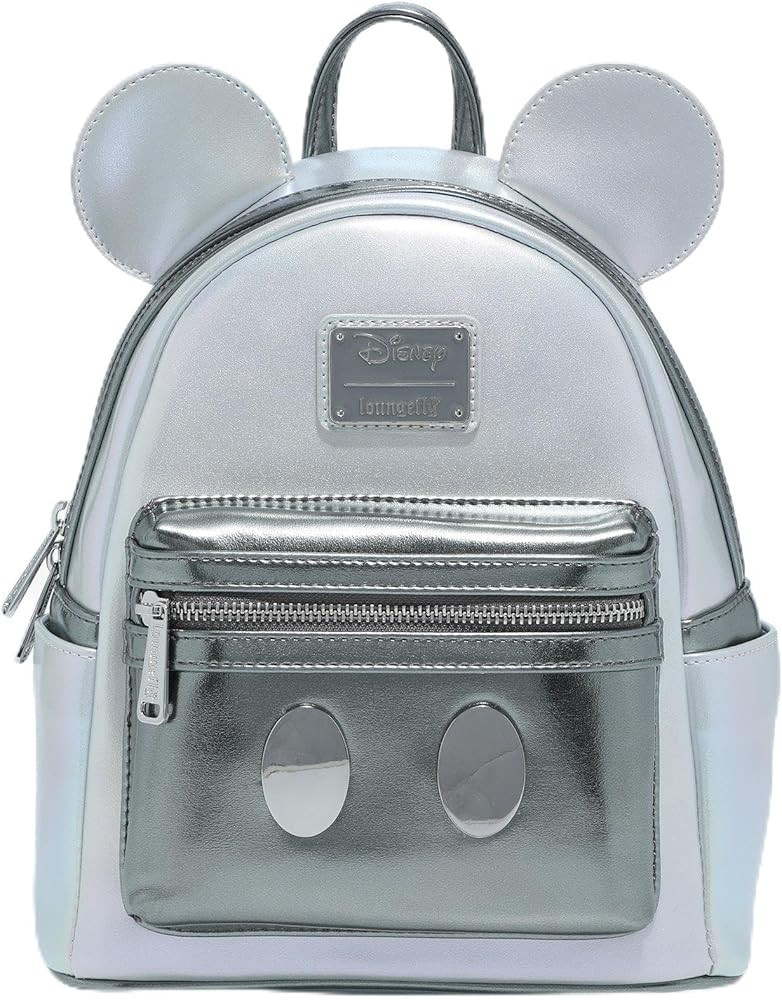 Loungefly Disney100 Mickey Mouse Platinum Mini Backpack SILVER NONE | Amazon (US)