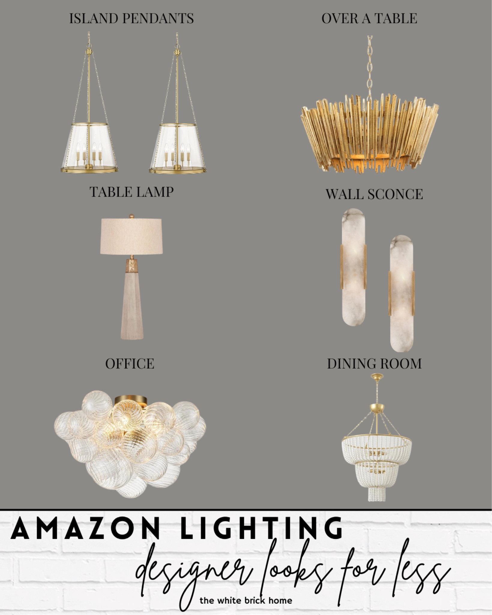 $640 or less designer looking light fixtures on Amazon! I can’t believe the prices… in stock and free shipping, too! Definitely a high end feel without the price tag. 

Amazon, Amazon home, light fixtures, Amazon light fixtures, designer look for less, brass light fixtures, ceiling lights, chandelier, sconce, melange sconce dupe, melange sconce, brass chandelier, bubble light, flush mount, dining room chandelier, kitchen lighting, kitchen pendants, lighting plan, luxury light fixtures. 

#LTKsalealert #LTKstyletip #LTKhome