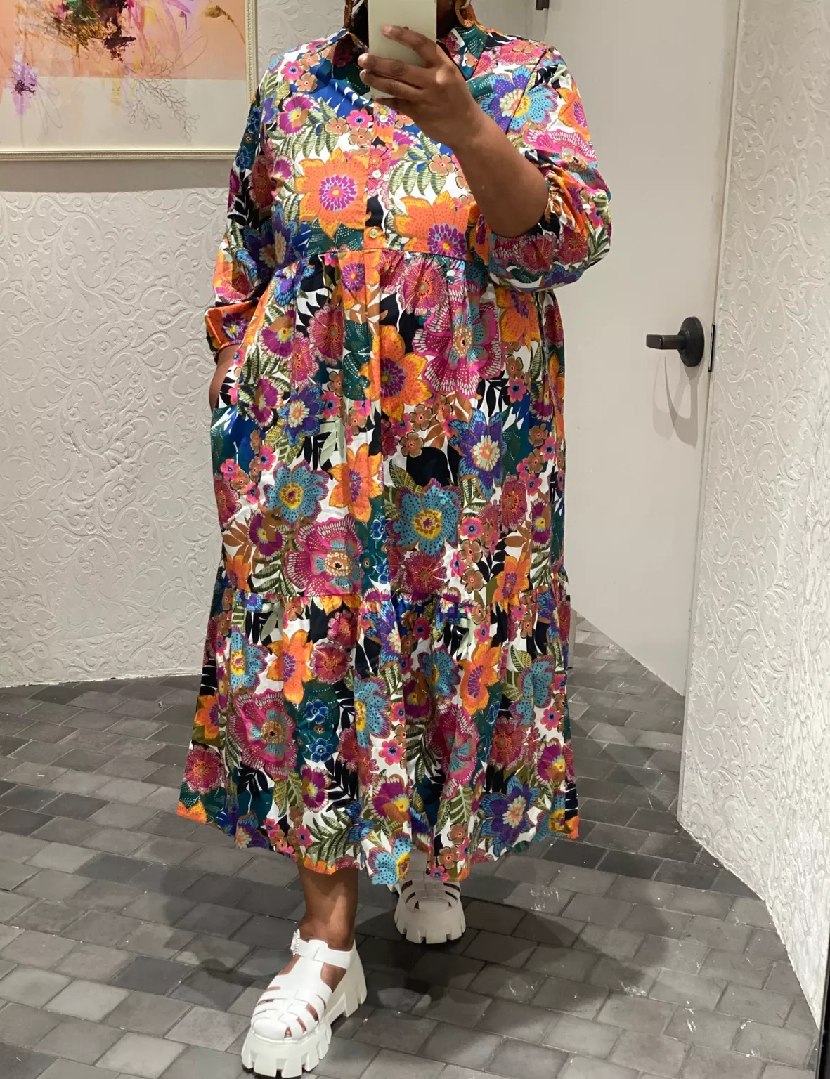 the bettina tiered shirt dress Okayyyy details (and spoilers) on dresses featured in my last Cracker Barrel or Anthro video (linked in my bio also) 1. by Maeve, Wearing a 2X Maeve The Bettina Tiered Shirt
