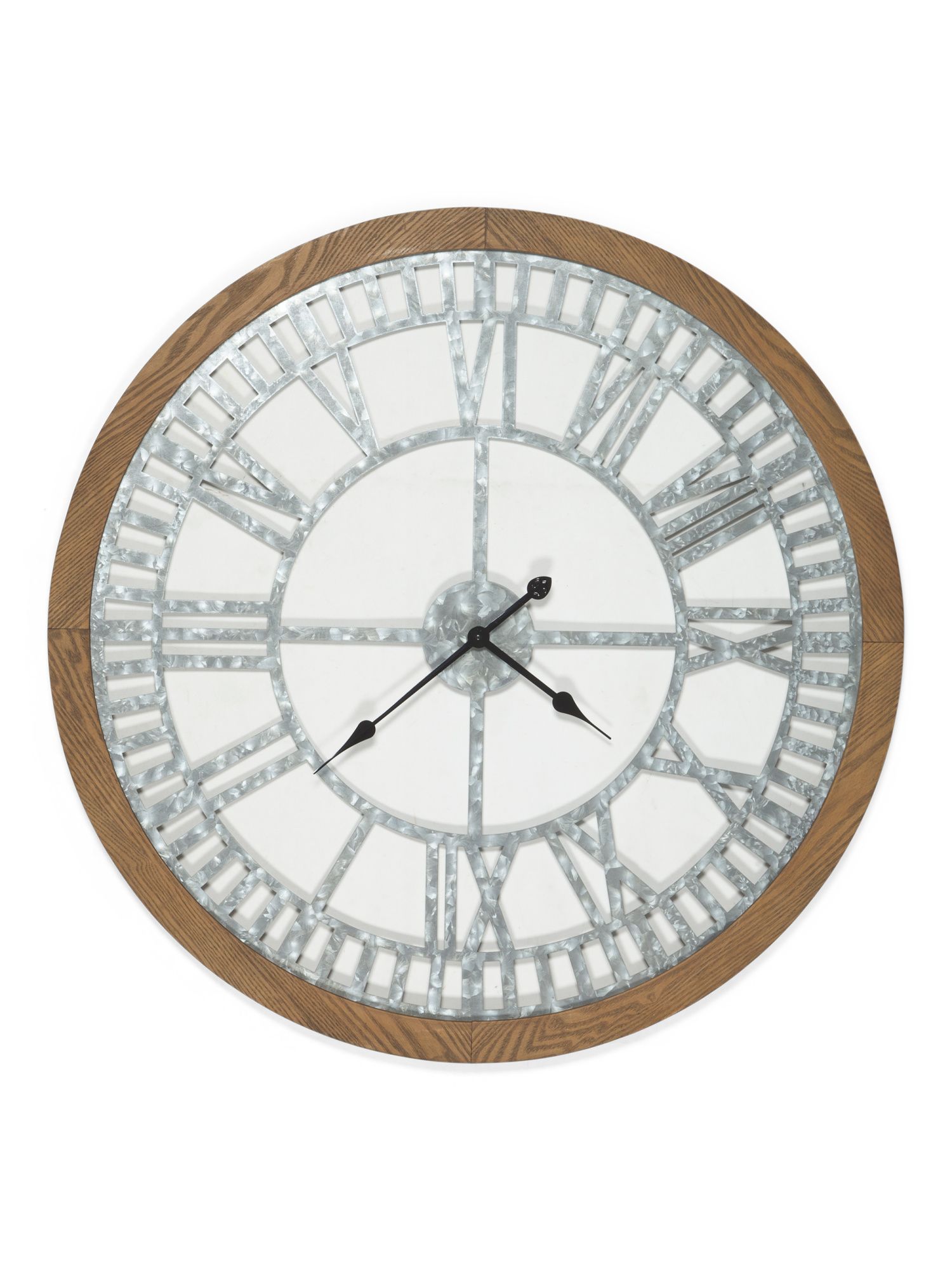 Galvanized Metal And Wood Clock | TJ Maxx