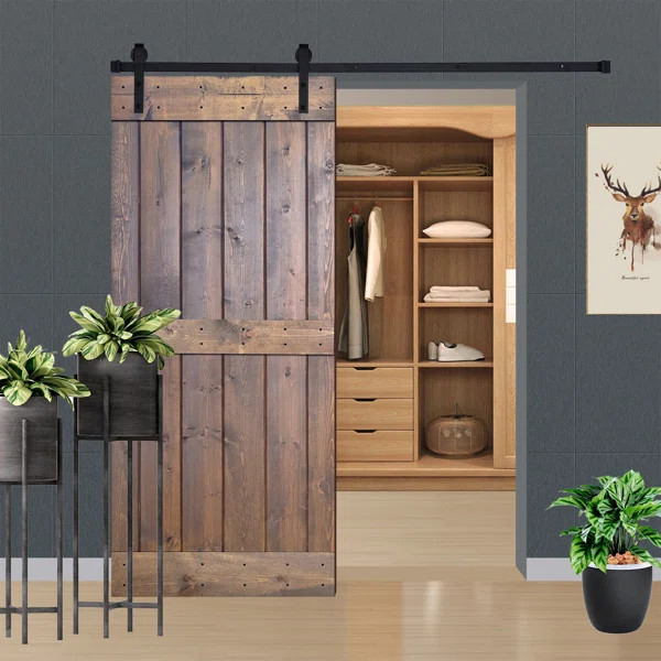 Panel Wood Painted Barn Door with Installation Hardware Kit | Wayfair North America