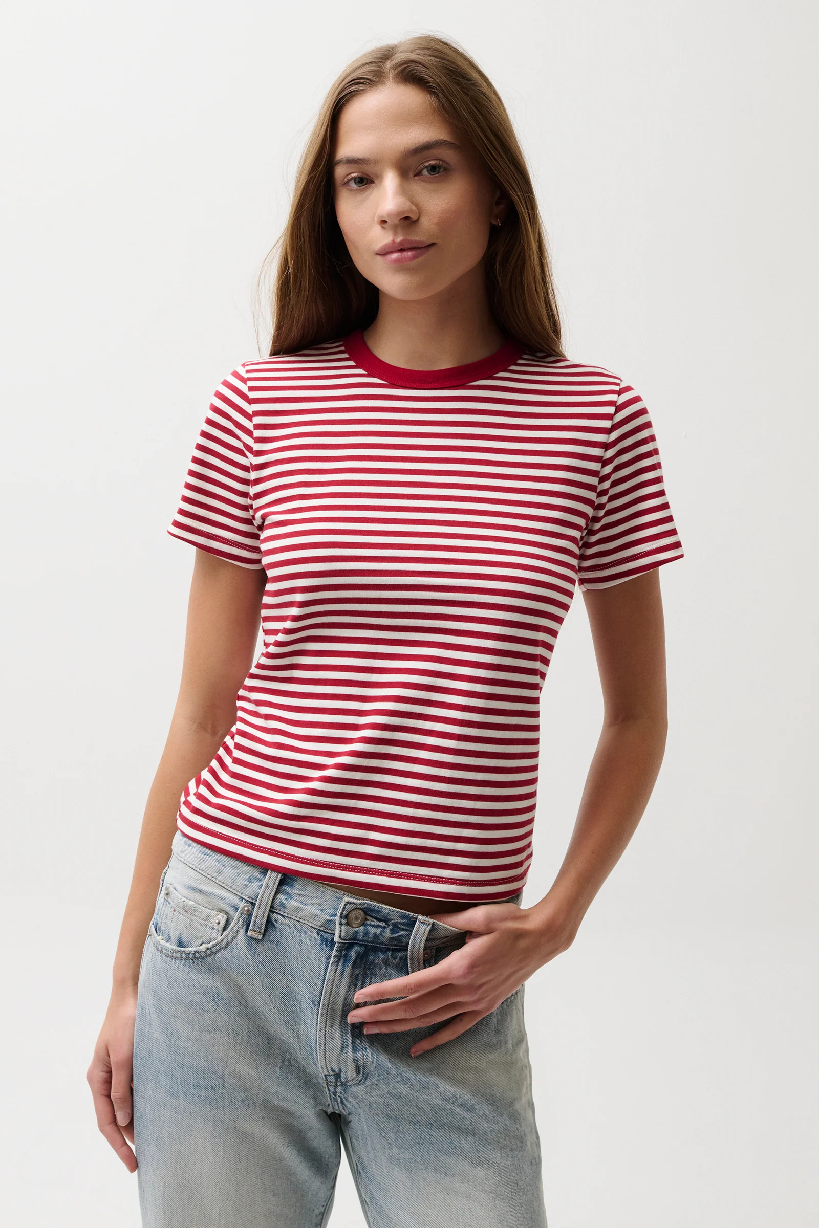 Alba Shrunken Tee - Racer Stripe | Pistola Denim