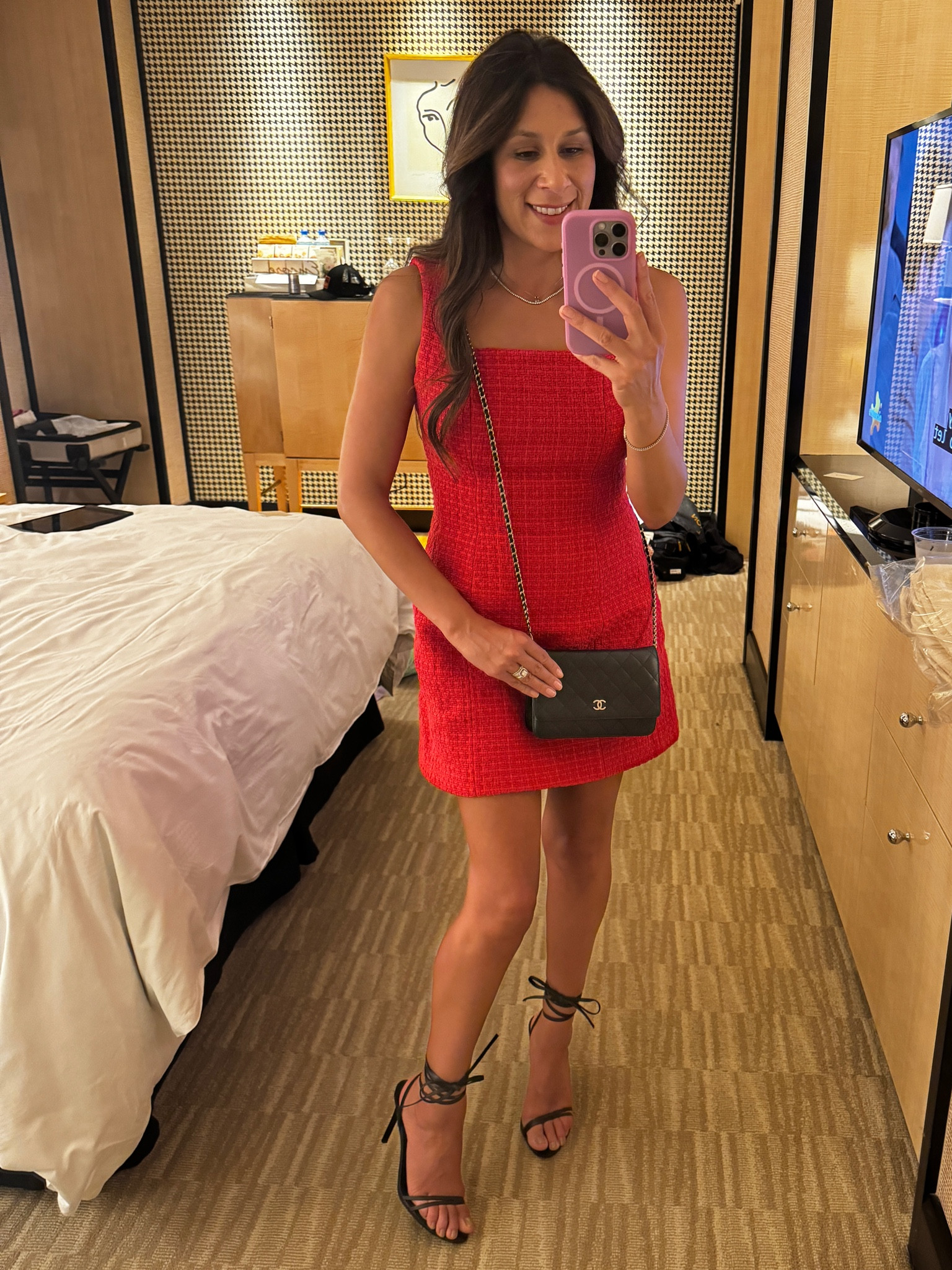 Date night ready for Las Vegas Evening. Loved this dress for a night out. Tweed material was great for transitional weather. Heavy enough to keep warm but also great cut for a warmer evening  

#LTKStyleTip #LTKSeasonal