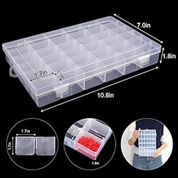 OUTUXED 2pack 36 Grids Clear Plastic Organizer Box Container Craft Storage with Adjustable Divide... | Amazon (US)