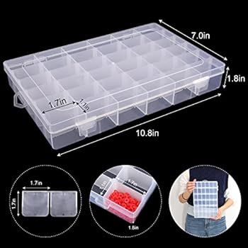 OUTUXED 2pack 36 Grids Clear Plastic Organizer Box Container Craft Storage with Adjustable Divide... | Amazon (US)