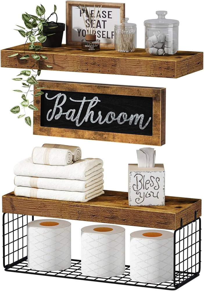 QEEIG Bathroom Shelves Over Toilet, Bathroom Decor Furniture Sets Farmhouse Decorations Aesthetic... | Amazon (US)