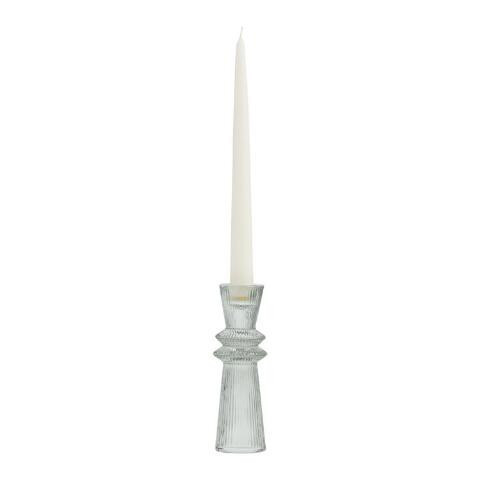 Tall Ribbed Glass Taper Candle Holder | World Market