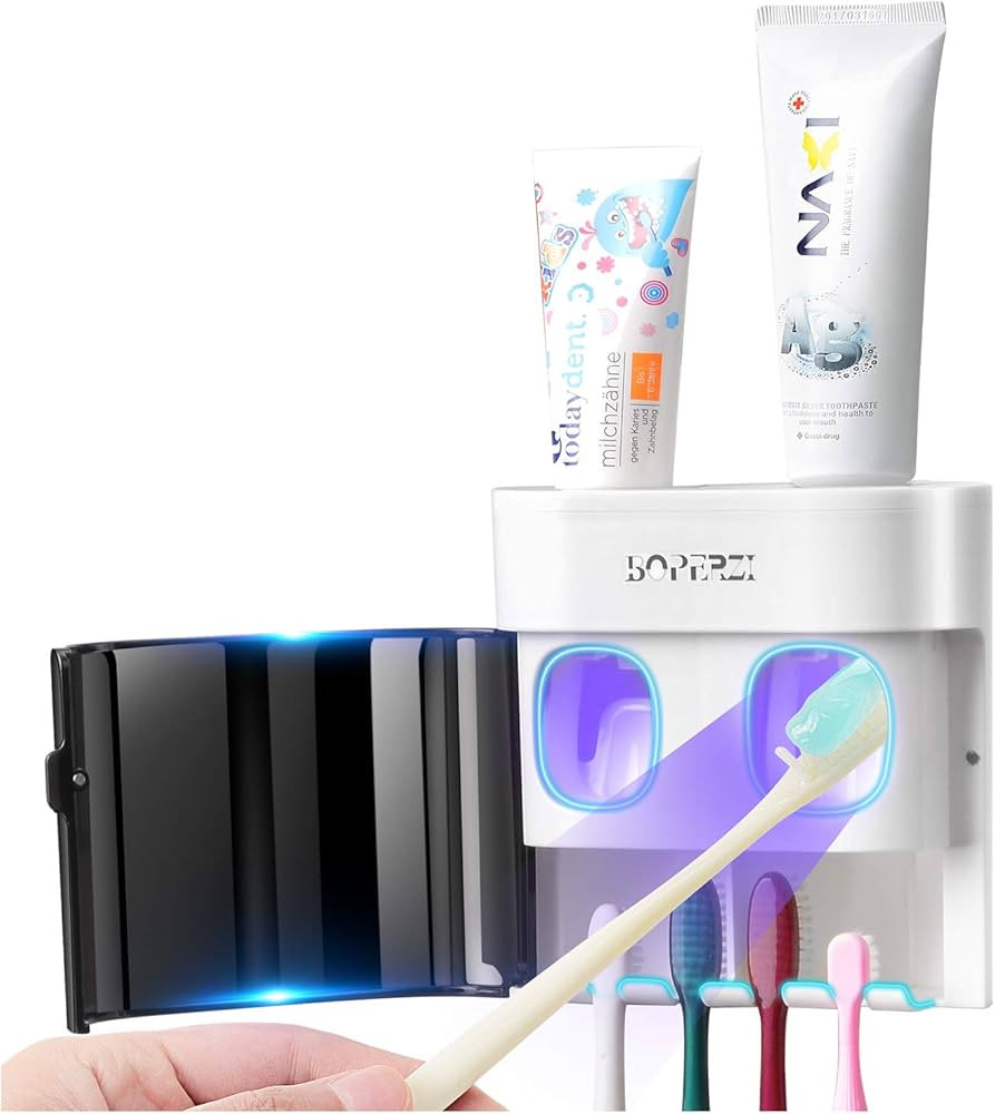 Boperzi Dustproof Cover Toothbrush Holder Wall Mounted Automatic Dispenser for Shower Bathroom Se... | Amazon (US)