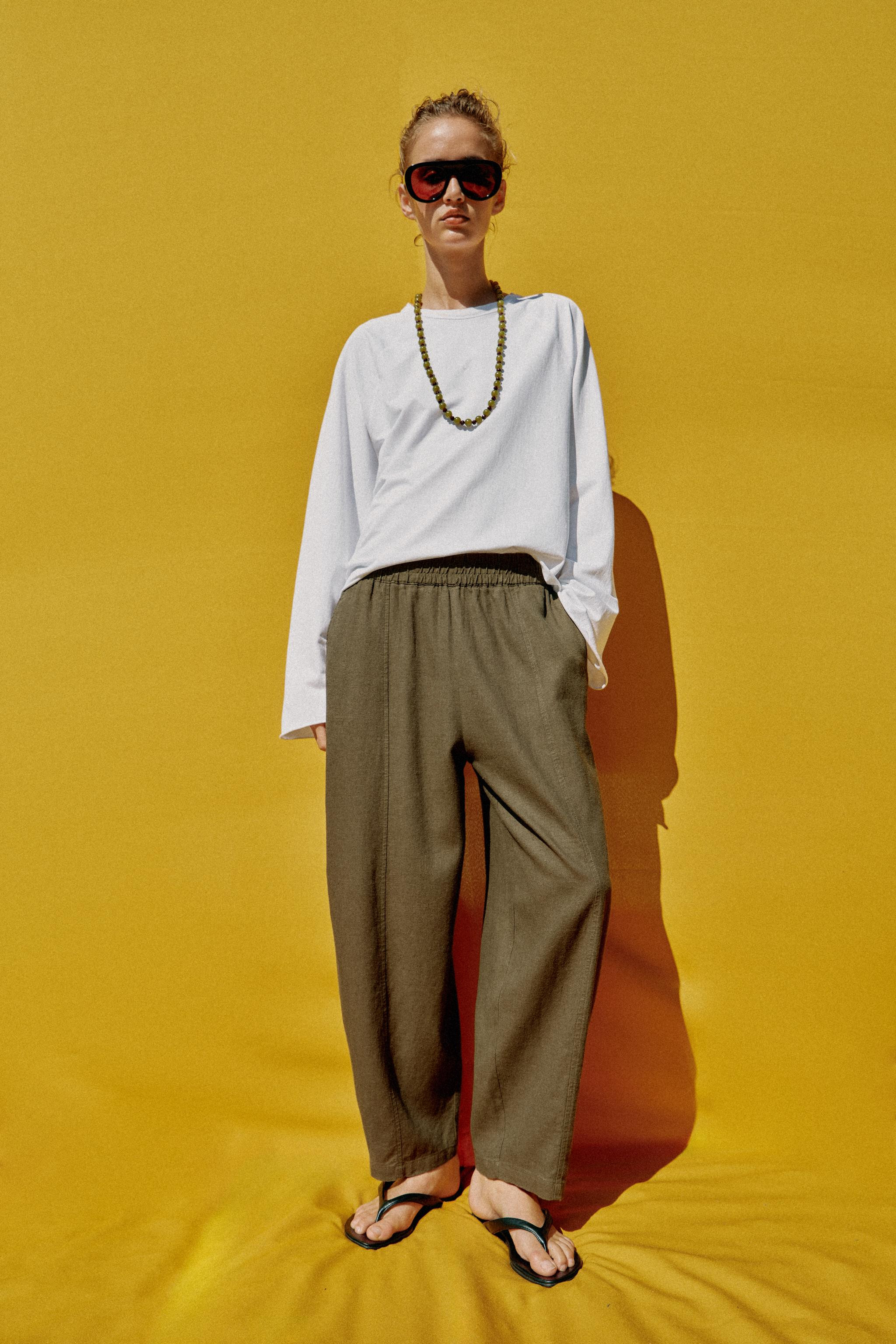 LINEN BARREL PANTS | Zara US