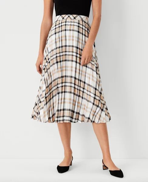 Plaid Pleated Midi Skirt | Ann Taylor (US)