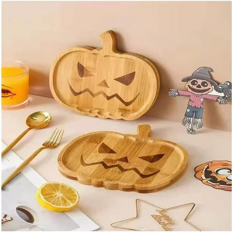 Matoen Halloween Pumpkin Serving Tray Ghost Snack Platter Wood Candy Dish Bowl Gifts for Autumn F... | Walmart (US)