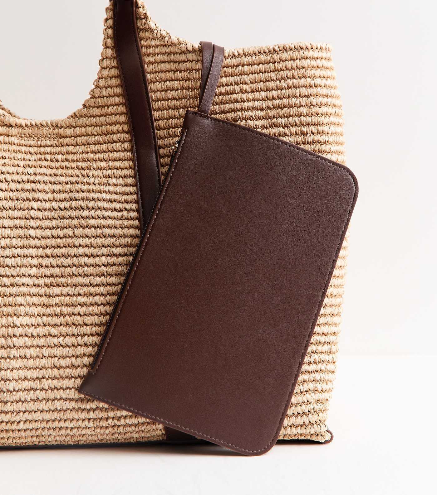 Stone Woven Hobo Tote Bag with Zip Pouch | New Look | New Look (UK)