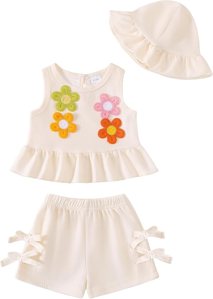 Baby Girl Clothes Infant Toddler Summer Outfits Clothing Sleeveless Ruffle Tank Top Shorts Sets w... | Amazon (US)